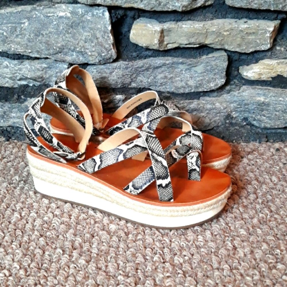 Lucky Brand animal print platform sandals shoes